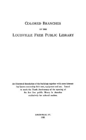 [Gutenberg 58388] • Colored Branches of the Louisville Free Public Library